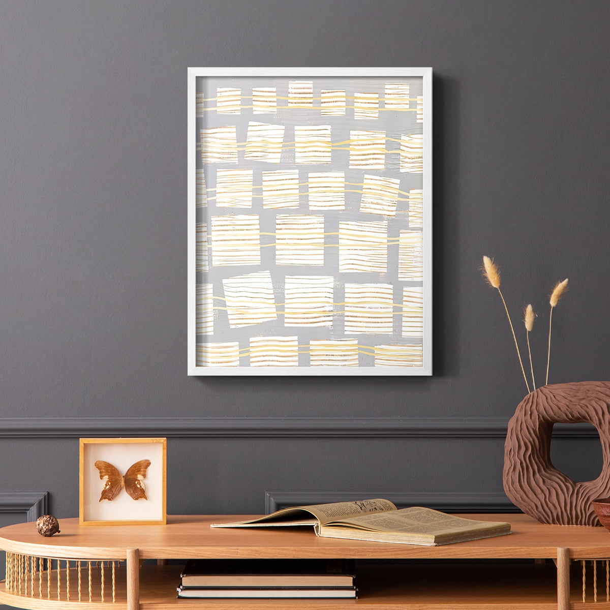 Networks I Framed Print in White Solid Wood Framed Print No Nail Hanging