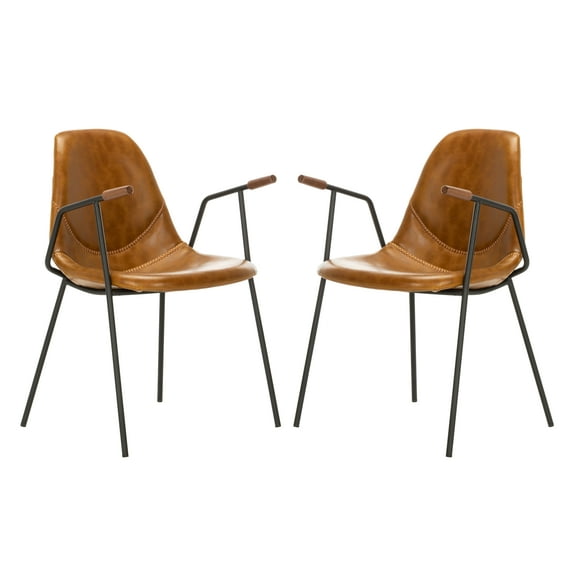 SAFAVIEH Tanner Mid-Century Retro Dining Chair, Cognac, Set of 2