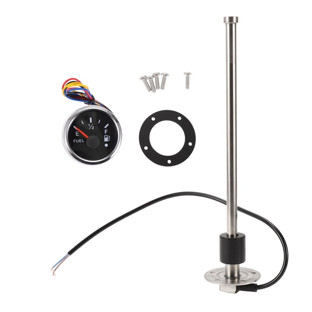 Kit de Unidad de Envío de Combustible y Medidor Unique Bargains 12.8" Longitud Unidad de Envío de Combustible para Barcos Sensor de Combustible Marino Metal Tono Plateado Negro 1 Juego 0-190 Ohm