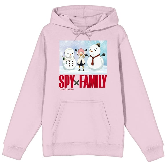 Spy X Family Anya Snowman Screenshot Long Sleeve Cradle Pink Men's Hooded Sweatshirt-XXL