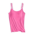 thumbnail image 4 of COMVALUE Built in Bra Tank Tops for Women Summer Casual Scoop Neck Spaghetti Straps Camisole Plus Size Athletic Workout Tops Hot Pink for Size XXL, 4 of 4