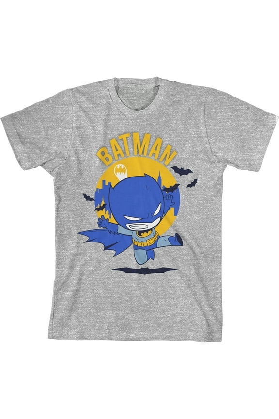 Batman Chibi Batman Crew Neck Short Sleeve Athletic Heather Boy's T-shirt-XL