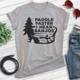 thumbnail image 2 of Paddle Faster I Hear Banjos T-shirt, Unisex Women's Men's Funny 70s Movie Reference Country Bluegrass, Heather Gray, XX-Large, 2 of 6