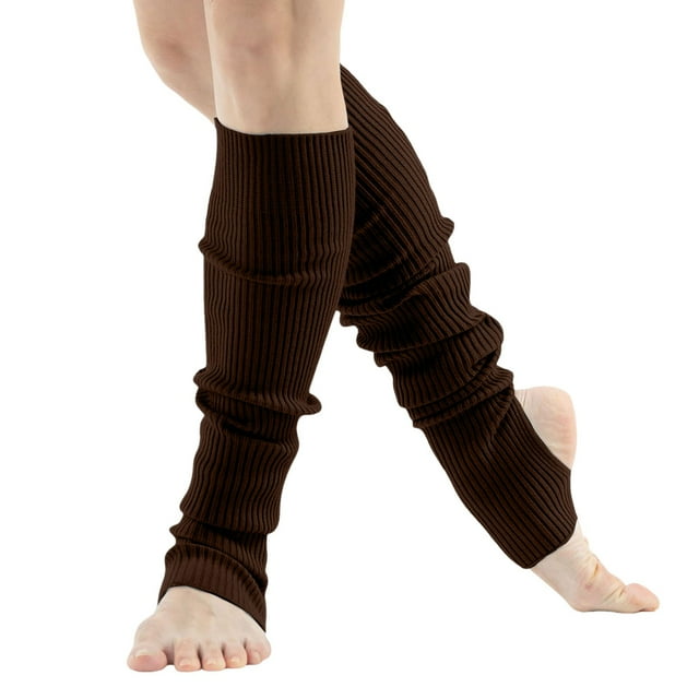 Aocisk Leg Warmers For Women Dance Yoga Open Toe Heel Ribbed Sports Socks Eighties Party Workout Accessories Coffee One Size