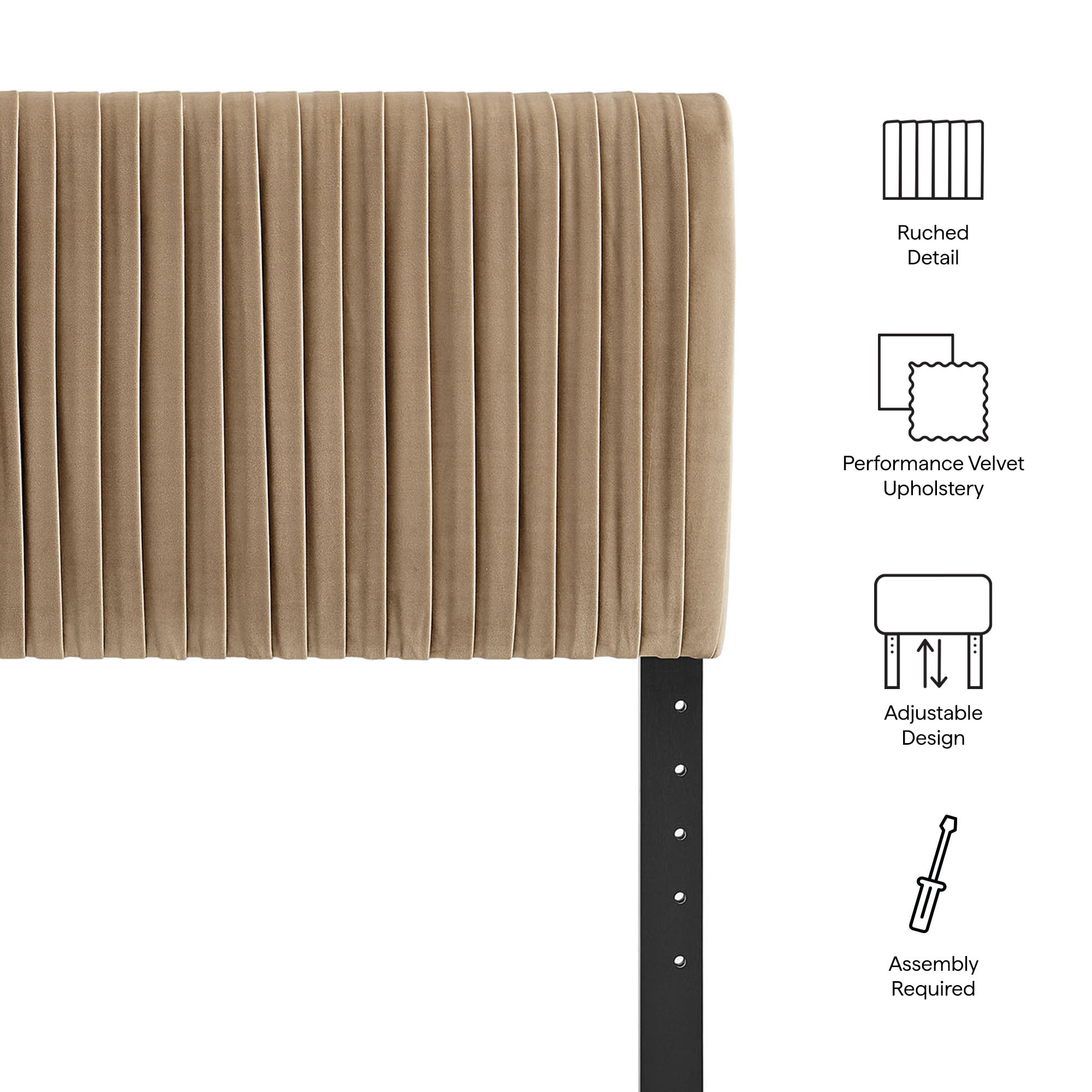 Eloise Stain-Resistant Performance Velvet Queen Headboard in Taupe