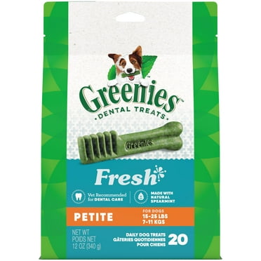 Greenies Petite Natural Dog Dental Care Chews Oral Health Dog Treats Fresh Flavor, 12 Oz Pack (20 Treats)