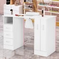 thumbnail image 4 of Artist hand Manicure Table Nail Table Desk Salon Beauty Workstation w/Dust Collector,Multi-tier Storage Cabinet,Drawers,Wrist Cushion(White), 4 of 14