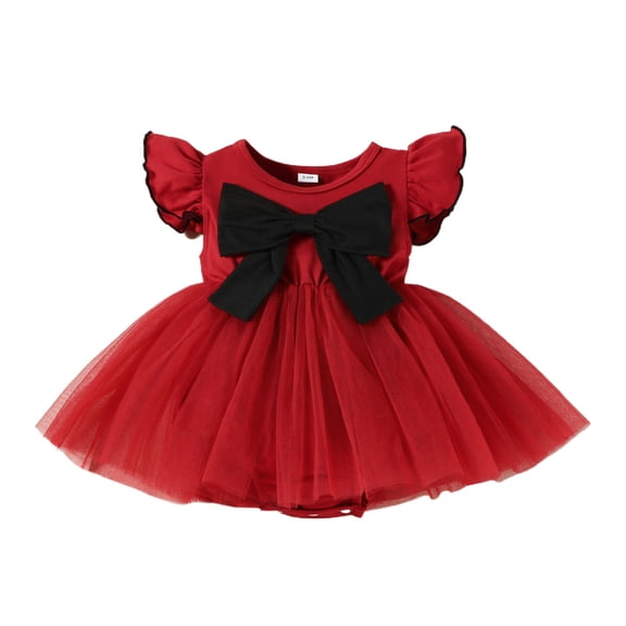Baby Girls Dresses Red Sleeveless Princess Fairy First Birthday Outfit Princess Dress up for Girls 9-12 Months