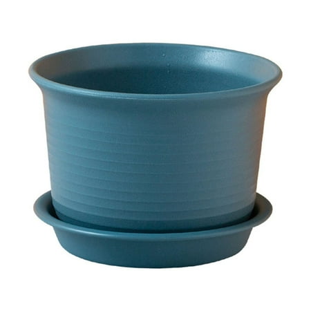 Clearance！ Lognanla Indoor Thicken Planter With Hole And Tray For All House Plants Reliable Plastic Ripple Pattern Flowerpot For Home Garden Mini Flower Pots Plant Pots Indoor Flower Vase Blue