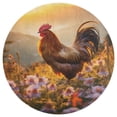 thumbnail image 3 of Rooster Vintage Barn Colorful Flowers Round Small Area Rug, Print Non Slip Washable Floor Mat, Soft Throw Rug for Living Room, Powder Room Entryway, Bathroom, Bedside, 3 of 7