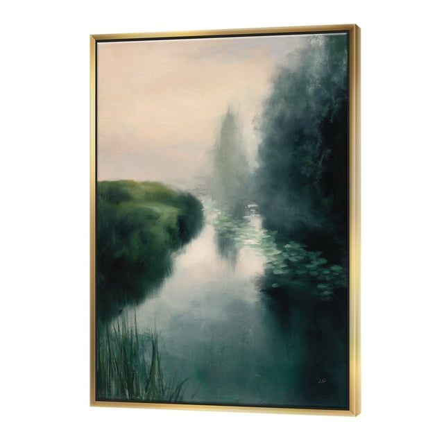 Twilight Fog Lakeshore - Landscape & Nature Framed Canvas