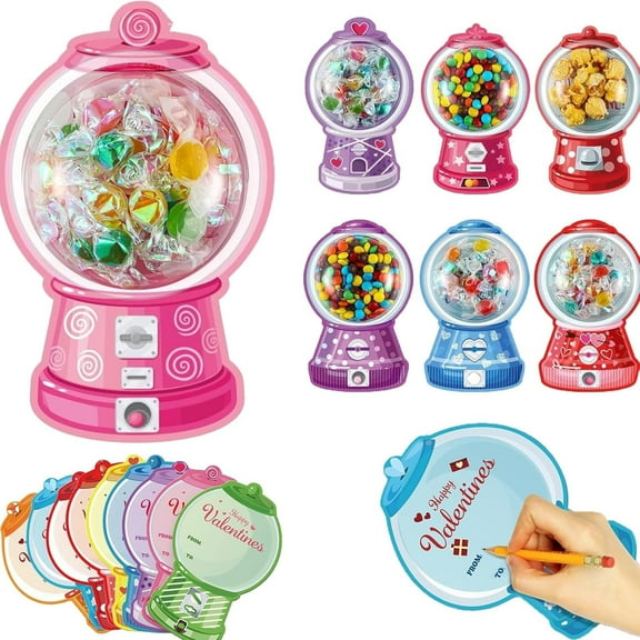 18 Pack Valentine Candy Cards, DIY Valentine's Candy Cards Gifts Set with Plastic Domes for Classroom Exchange, School Party Favors and Valentine Gifts (18 PCS)