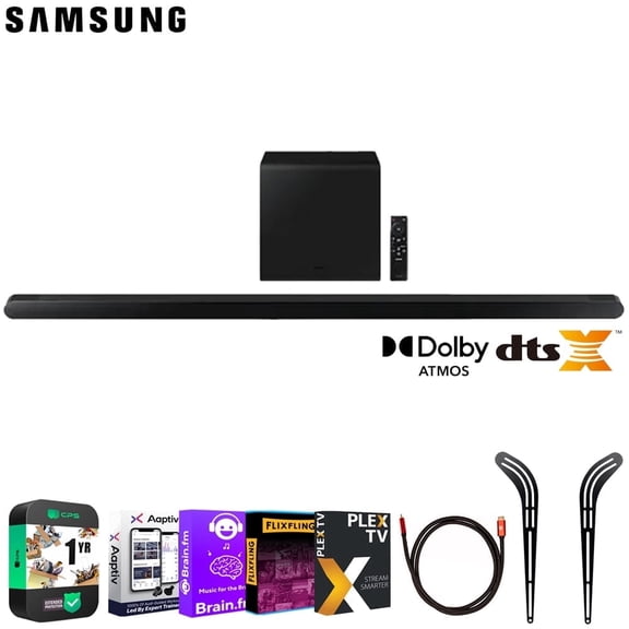 Samsung HW-S800B 3.2.1ch Soundbar w/ Dolby Atmos DTS:X, Black 2022 Bundle with 1 Year Extended Warranty, Soundbar Bracket Mount, HDMI 2.0 Cable and Audio Entertainment Essentials Bundle