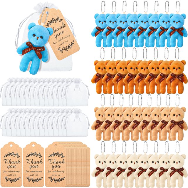 Souvenirs para fiesta HyDren - 120 llaveros mini osito de peluche 12 cm