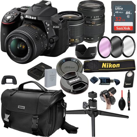 Nikon D5300 DSLR Camera with 18-55mm VR  + Tamron 70-300mm  + 32GB Card, 32GB Card, Tripod,Case and More(21pc (Nikon D5300 Best Price Australia)