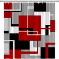 thumbnail image 3 of Red Shower Curtain Black White Gray Geometric Abstract Mid Century Modern Minimalist Fashion Home Fabric Bathroom Decor Set Include Hooks 72Wx72H Inch, 3 of 6
