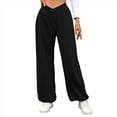 thumbnail image 3 of Pantalones Deportivos de Cintura Alta con Bolsillos para Mujer, Pantalones de Yoga Holgados e Informales Negro L, 3 of 10