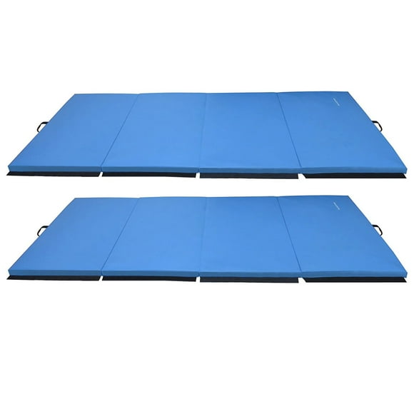 BalanceFrom 2-Pack 10ft x 4ft x 2in 4-Panel All-Purpose Folding Gymnastics Mat, Blue