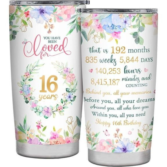 Sweet 16 Gifts for Girls 16th Birthday Gifts for Girls 16 Year Old Girl Gift Ideas Best Sweet 16 Gifts for Daughter Sister Teens Sweet 16th Birthday Decorations for Girls Tumbler 20oz