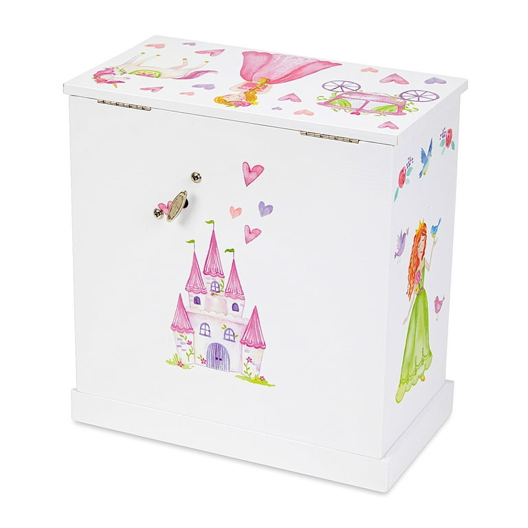 Bowu Girl's Musical Jewelry Storage Box with Spinning Unicorn & Pullout Drawer, Kids Musical Jewelry Box with Jewelry Set, Glitter Stars and Flower