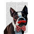 thumbnail image 2 of Fab Funky 20x24 Gold Ornate Wood Framed with Double Matting Museum Art Print Titled - Boston Terrier Portrait with Red Bow Tie and Moustache, 2 of 4