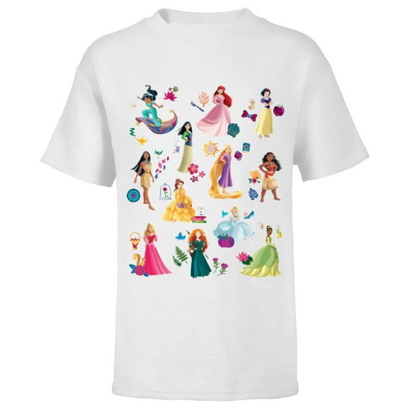 Disney Princess Magical Print - Short Sleeve T-Shirt for Kids - Customized-White