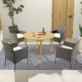thumbnail image 2 of Gymax 5 PCS Patio Dining Set Round Acacia Wood Table 4 Cushioned Wicker Armchairs, 2 of 10