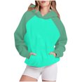 thumbnail image 1 of Timegard Sweatshirts for Women Long Sleeve Hoodies Pullover Fall Color Block Loose Tops with Pockets, 1 of 5