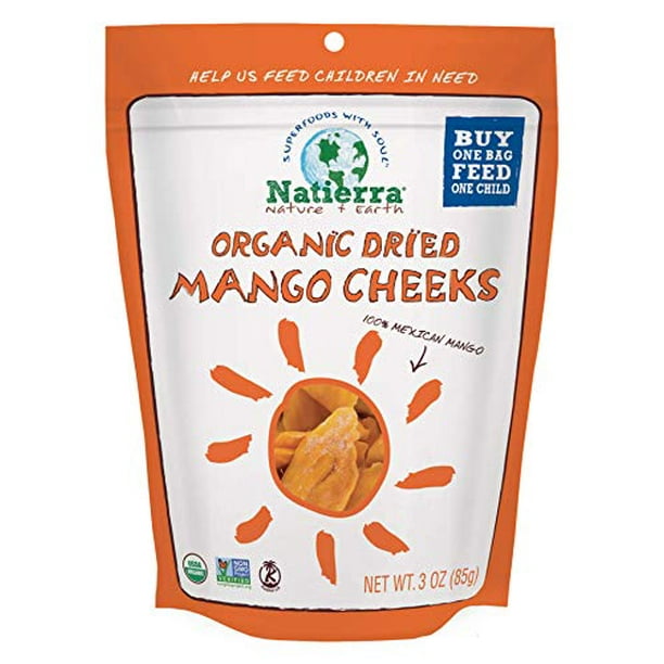 NATIERRA Organic Dried Mango Cheeks No Sugar Added NonGMO & Vegan
