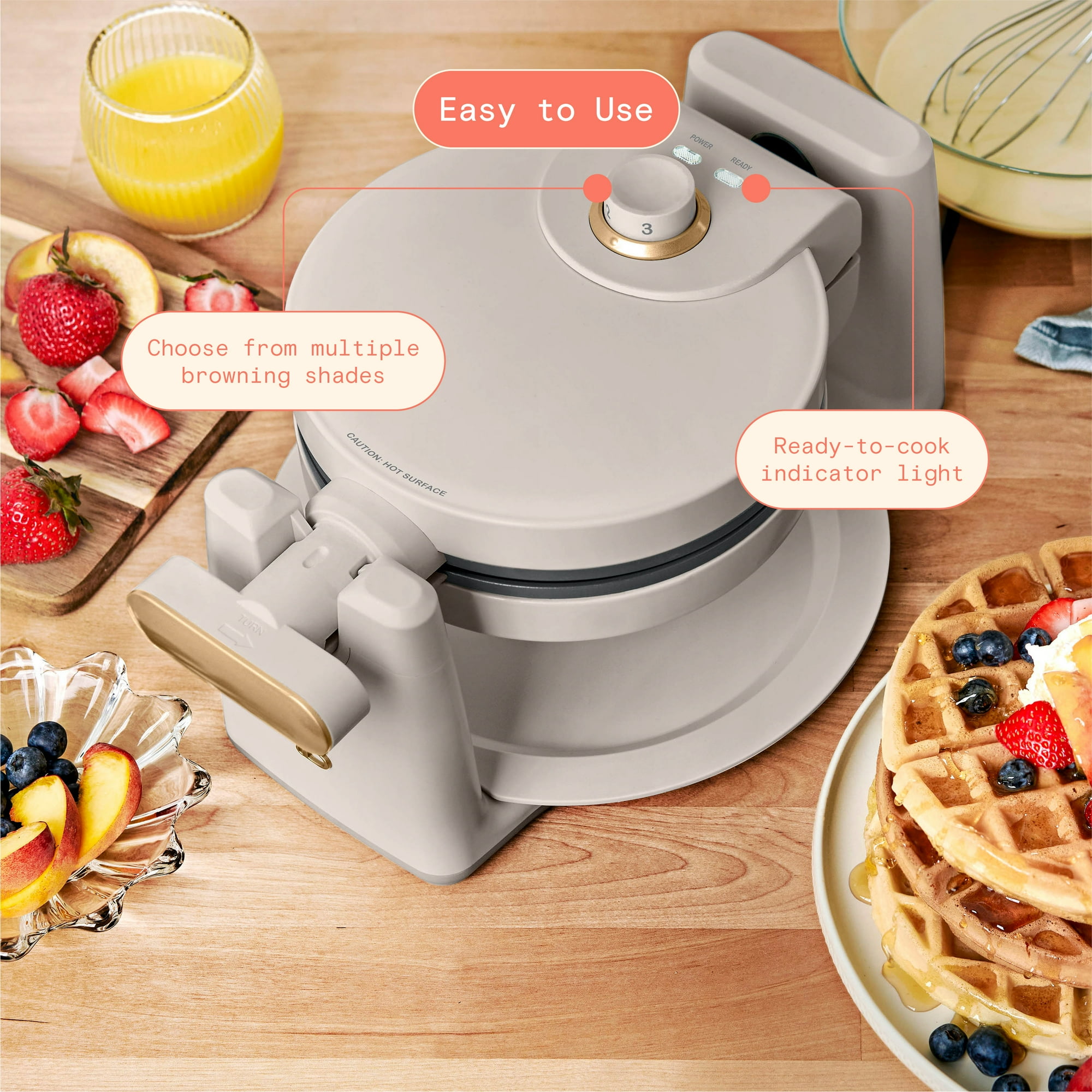Rotating Belgian Waffle Maker, Porcini Taupe by Drew Barrymore
