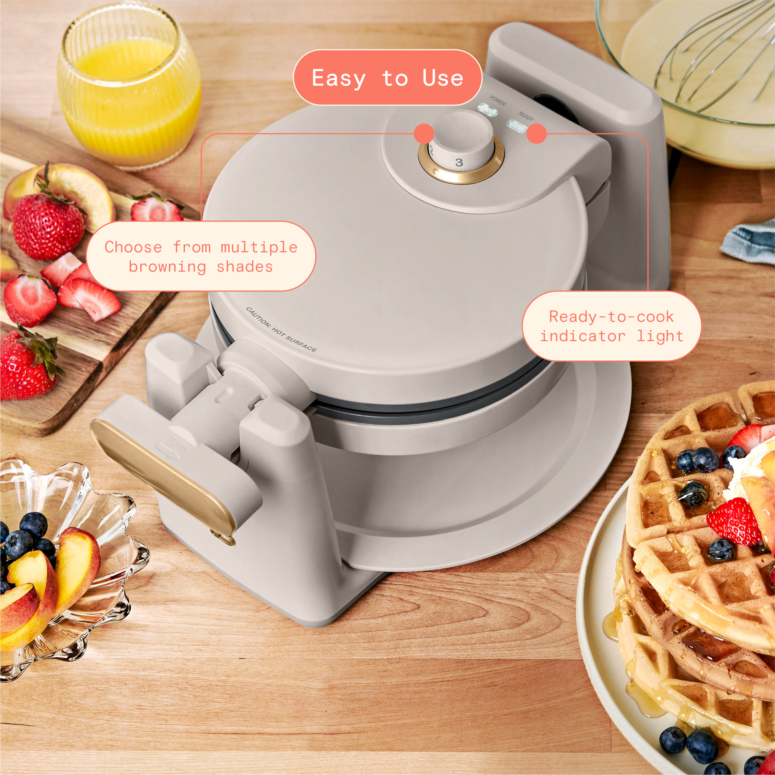 Beautiful Rotating Belgian Waffle Maker, Porcini Taupe photo 3