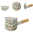 thumbnail image 3 of CZQ Mini Enamel Saucepan Easy-Release Milk Pan 9cm Small Sauce Pot with Wooden Handle for Food, Frying, Boiling, Warming, Easy to Clean, 3 of 6
