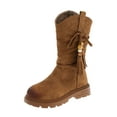 thumbnail image 5 of Girls Mid Calf Riding Boots Suede Round Toe Winter Casual Slouchy Beaded Fringe Lug Sole Chunky Heel Long Booties Khaki 9 Toddler, 5 of 5