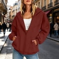 thumbnail image 2 of Josdec Women's Full Zip Fleece Thickened Sweatshirts Long Sleeve Stand Collar Lined Oversized Stitch Detail Casual Jacket with Side Pockets S-XXL, 2 of 9