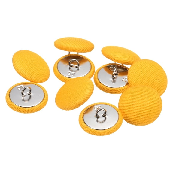 Uxcell 10pcs 36L Fabric Cloth Covered Button 23mm 7/8" Round Metal Shank Satin Sewing DIY Craft Buttons for Bridal Wedding Suits Dress Blouses Sweaters, Yellow