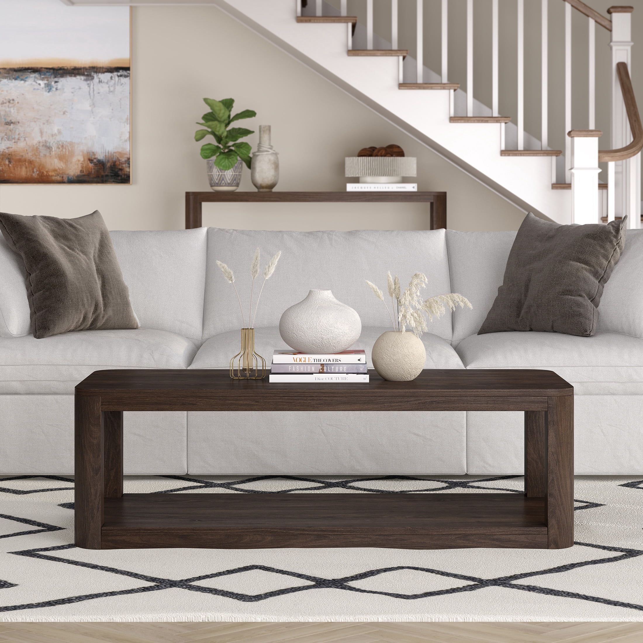 Evelyn&Zoe Modern/Contemporary 47" Wide Alder Brown Coffee Table