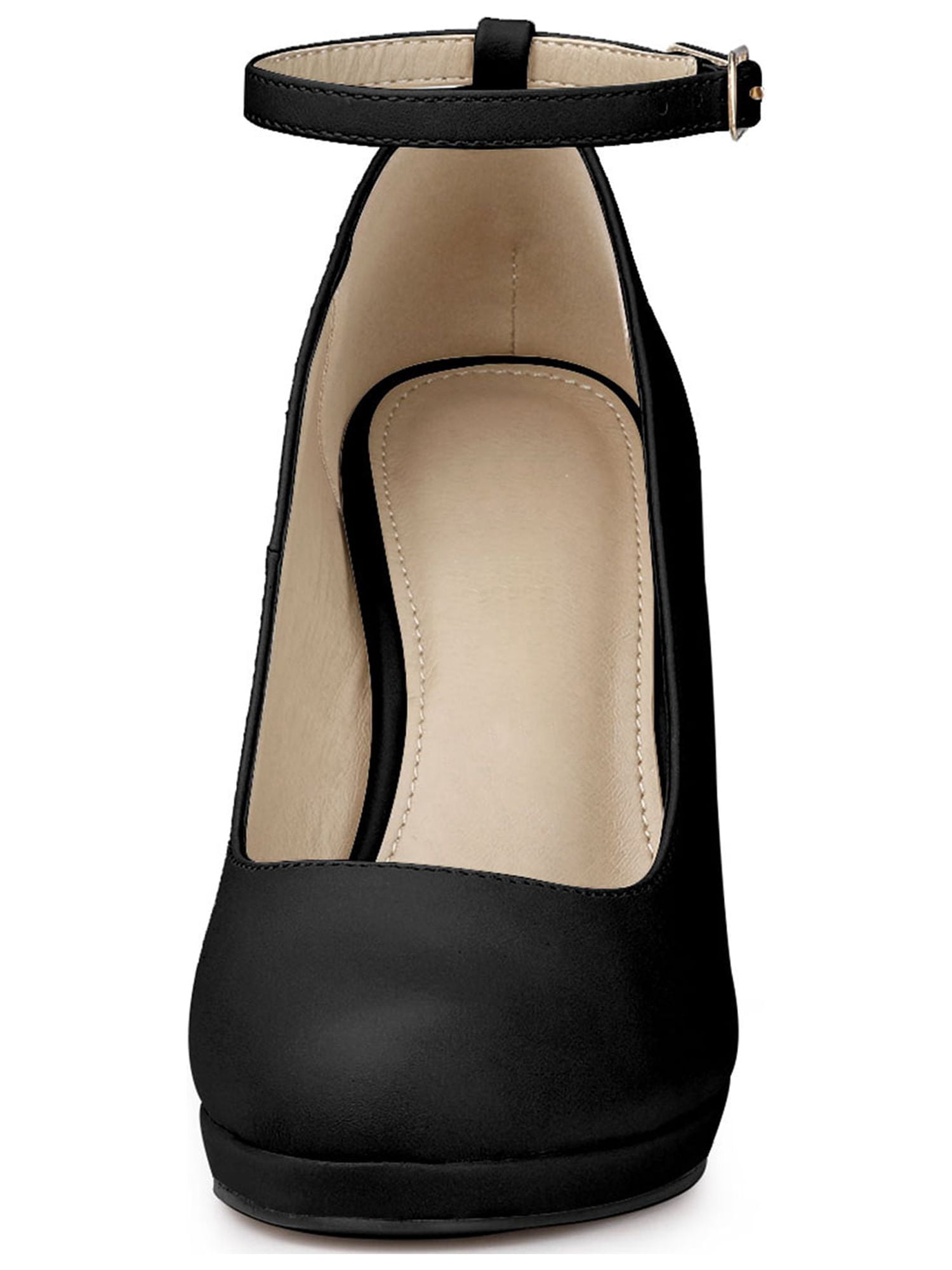 Unique Bargains Women's Round Toe Ankle Strap Stiletto High Heel Pumps