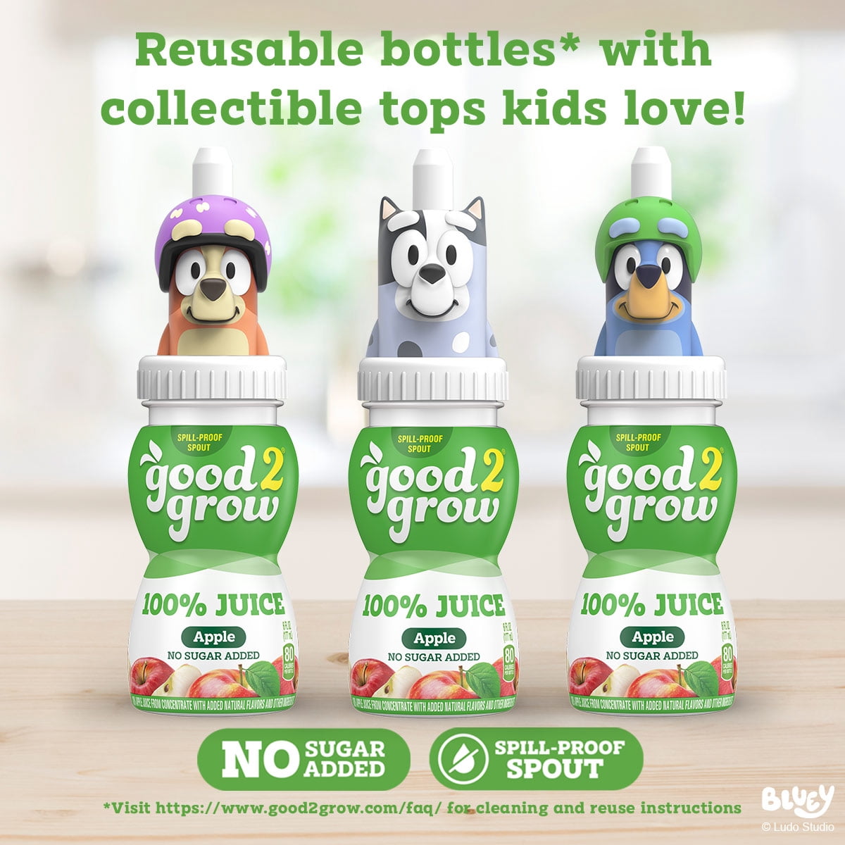 good2grow Bluey 100% Apple Juice Party Pack, 6 fl oz Bottles (Pack of 12)