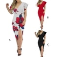 thumbnail image 3 of Minnieouse Vestido dividido de manga corta con cuello en V Swing Sundress Club Party Banquet Fecha Esposa Novia Ropa de moda de verano Vestidos Negro S Minnieouse AP010964-09, 3 of 6