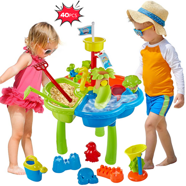 Sand Water Table, 4 in 1 Kids Table Activity Sensory Play Table Beach