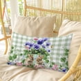 thumbnail image 4 of Spring Easter Pillow Covers, Linen Long Throw Pillow Case, Purple Floral Summer Botanical Green Plaid Holiday Pillow Protector Decorative Cushion Cover for Living Room/Bedroom 16" x 24", 4 of 8