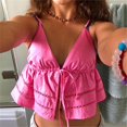 thumbnail image 2 of Chic Summer Spaghetti Straps Camisoles E-girl Estética sin mangas con cuello en V Front Tie-up Cropped Tops Sweet Women Vest TopsL, 2 of 3