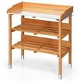 thumbnail image 1 of Costway Garden Wooden Potting Bench Work Station Table Tool Storage Shelf W/ Hook, 1 of 10