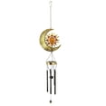 thumbnail image 1 of Campanas de viento solares de sol y luna, para exteriores con bola de cristal agrietado y gancho en forma de S, campanas de tubo de aluminio para decoración de patio y hogar, bronce rojo, 1 of 3
