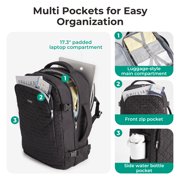 BAGSMART Travel Backpack, 30L Flight Approved Carry on Backpack, 17.3 Inch TSA Personal Item Suitcase for Travel, Quilted Black