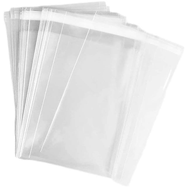 50 bolsas de celofán transparentes de 9.0 x 12.0 in, autoselladas, bolsas de polietileno resellables, bolsa OPP de 2,8 mils para embalaje de ropa, camisetas, regalos decorativos para fiestas