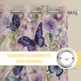 thumbnail image 6 of Pink Flowers Kitchen Curtains Window Panels, Spring Floral Purple Butterflies Farmhouse Insulated Window Treatment Curtain, Grommet Curtains for Bedroom/Living Room/Bathroom, 2 Piece 52"Wx45"L, 6 of 8