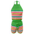 thumbnail image 4 of Two Piece Set for Women Summer Crochet Knit Vacation Beach Outfits Crop Top Shorts Matching Sets, 4 of 4