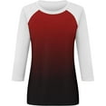 thumbnail image 4 of ATOYSOY Women's Fashion Clothes Gradient Pullovers Casual 3/4 Sleeve Tops Cute Going Out Business Tees Round Neck Blouses Summer Holiday Slim Raglan Shirts Red L, 4 of 5