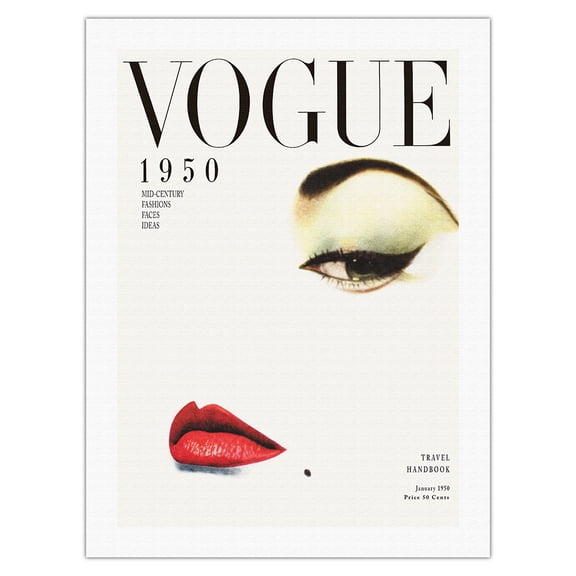 Fashion Magazine - January 1950 - Mid-Century Faces and Ideas - Vintage Magazine Cover by Erwin Blumenfeld - Bamboo Fine Art 290gsm Paper (Unframed) 12x16in